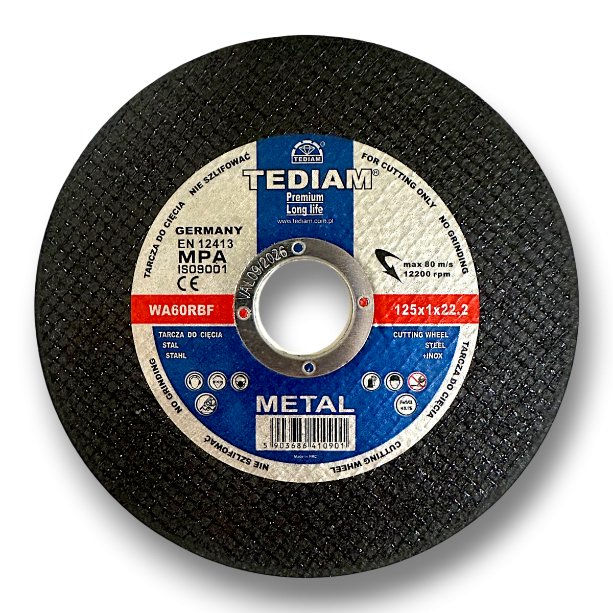 Tarcza korundowa do cięcia TEDIAM PREMIUM LONG LIFE METAL